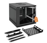 Tecmojo Cabinet dati 6U montaggio a parete, armadio di rete largo 10 pollici 330 mm con ripiano rack, pannelli a spazzola, organizer per cavi per dispositivi AV/IT