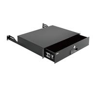 Tecmojo Cassetto rack 2U, montaggio a rack per rete/server/AV da 19", bloccabile con supporto posteriore, portante 10 kg, con fori di ingresso e gestione dei cavi, nero