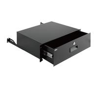 Tecmojo Cassetto rack 3U, montaggio a rack per rete/server/AV da 19", bloccabile con supporto posteriore, portante 10 kg, con fori di ingresso e gestione dei cavi, nero