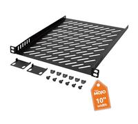 Tecmojo Mensola per montaggio a rack 0,5U per server rack da 25,4 cm di larghezza, vassoio a sbalzo ventilato profondo da 25,4 cm, ripiano in metallo per armadio di rete, recinzione server, flusso