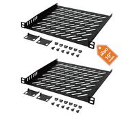 Tecmojo Mensola per montaggio a rack 0,5U per server rack da 25,4 cm di larghezza, vassoio a sbalzo ventilato profondo 20 cm, ripiano in metallo per armadio di rete, recinzione server, flusso d'aria