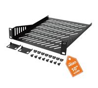 Tecmojo Mensola per montaggio a rack 1U per server rack da 25,4 cm di larghezza, vassoio a sbalzo ventilato profondo 20 cm, ripiano in metallo per armadio di rete, recinzione server, flusso d'aria
