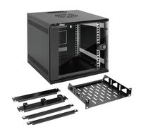 Tecmojo Mobile dati da parete 6U, larghezza 25,4 cm, profondità 330 mm, con ripiano rack, pannelli spazzolati, organizer per cavi per dispositivi AV/IT/dati da 25,4 cm, capacità 20 kg, porta in vetro