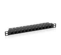 Tecmojo Pannello patch Cat6 a 12 porte, pannello modulare per montaggio su rack 0.5U con accoppiatore Keystone, per server rack e armadio di rete da 10", Gigabit Ethernet, nero