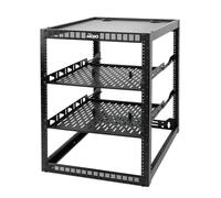 TECMOJO Rack a telaio aperto 16U per server e apparecchiature AV, rack per server da pavimento o montaggio a parete, con 2 ripiani rack 1U e hardware di montaggio, rack di rete per reti da 19", server