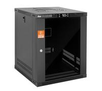 Tecmojo Rack da parete 12U con termostato, armadio server chiuso profondità 45 cm con 2 ventole di raffreddamento, porta con serratura e hardware, rack 12U per apparecchiature da 19", porta in vetro