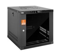Tecmojo Rack da parete 9U con termostato, armadio server chiuso profondità 45 cm con 2 ventole di raffreddamento, porta con serratura e hardware, rack 9U per apparecchiature da 19", porta in vetro