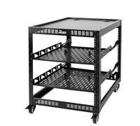 Tecmojo Rack di rete a telaio aperto 12U per apparecchiature IT e AV, rack AV a 4 montanti con ruote, rack mobile 12U con 2 PCS 1U scaffale rack per server e hardware di montaggio, per rete da 19