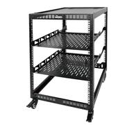 Tecmojo Rack di rete a telaio aperto 16U per server e apparecchiature AV, rack per server mobile a 4 montanti con ruote, con 2 ripiani 1U e hardware di montaggio, rack AV per apparecchiature di rete