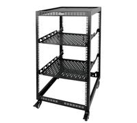 Tecmojo Server a telaio aperto 20U e rack AV, rack di rete mobile a 4 montanti con ruote, 2 ripiani 1U, hardware di montaggio per server da 19", apparecchiature di rete e audio