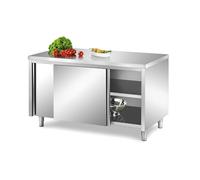 TECNA FOOD Tavolo ARMADIATO in acciaio INOX con ante scorrevoli - banco da cucina per Ho.Re.Ca - profondità 60 cm - altezza 85 cm regolabile