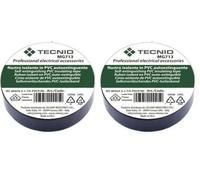 TECNID Nastro Isolante in PVC - 19mm x 25mt - Spessore 0,13mm - Impermeabile e resistente al calore - Colore nero (Confezione da 2)