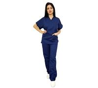 Tecno Hospital Divisa completa ospedaliera unisex, OSS, estetica, infermiere, casacca e pantalone (blu navy, xl)