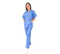 Tecno Hospital Divisa Completa ospedaliera Unisex, OSS, Estetica, Infermiere, Casacca e Pantalone (Blu, XS) (Azzurro, XXS)