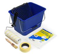 Tecno Prodist - KIT SPECIALE PER APPLICAZIONI DI PITTURA PER INTERNI - Rullo di vernice antigoccia di qualità professionale con secchio, nastro adesivo, tuta e pennello - 5 PEZZI