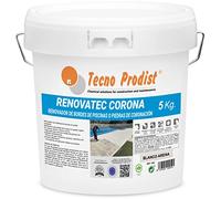 Tecno Prodist RENOVATEC CORONA Vernice per piscine by 5 Kg - BIANCO SABBIA - Vernice per bordo vasca o del bordo in pietra - Pittura Antiscivolo - Resistenza e durata - Facile applicazione