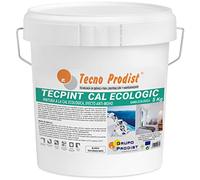 Tecno Prodist TECPINT CAL ECOLOGIC (5 Kg) Idropittura per interni ed esterni a base di calce, 100% naturale - Effetto permeabile e impermeabile, pareti e soffitti - Facile applicazione (BIANCO)