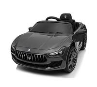 Tecnobike Shop Auto Elettrica per Bambini Macchina Maserati Ghibli Motore 12V Fari LED Funzionanti Luci Suoni Lettore MP3 Cavo AUX Telecomando Controllo a Distanza (Nero)