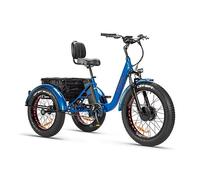 Tecnobike Shop Bici Bicicletta Elettrica Pedalata Assistita Triciclo Bicicletta Elettrica Z-TECH ZT-80-A FAT TRIKE 3 Ruote 250W 13 Ah 48V Batteria Litio e-Bike con Pedali e-Bicycle (Blu)