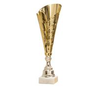 tecnocoppe Coppa Premio Sportiva 38,5 cm Dorata con Base in Marmo e Targhetta Personalizzabile Omaggio