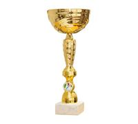 tecnocoppe Coppa Trofeo Sportivo 28,50 cm Oro con Base Marmo Bianco - Tazza 120 mm - Personalizzabile con Targhetta