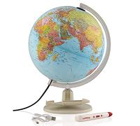 Tecnodidattica - Parlamondo | Globo terrestre interattivo per piccoli e grandi | Luminoso e girevole | Penna audio-musicale | 6 lingue disponibili | Mappatura politica | Diametro 30 cm