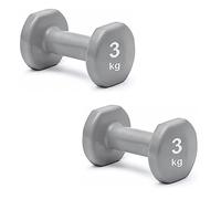 TECNOFIT - Coppia di Manubri da Palestra in Vinile da 3 kg - Esercizi, Palestra, Yoga, Sollevamento Pesi, Workout - Colore Grigio