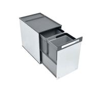 TECNOINOX Bidoni Raccolta Differenziata per Mobili Estraibile Guide Soft closing 2 Contenitori spazzatura 10 + 10 Litri colore Acciaio / Grigio - BOX 2
