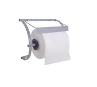 Tecnokit Dispenser portarotolo industriale da muro con bobina 500 strappi inclusa, acciaio verniciato alluminio, robusto porta bobina carta 29 cm, installazione rapida 38x35x18h