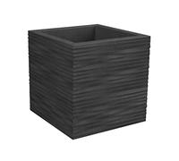 Tecnokit Nicoli vaso quadrato Quadro Elegance, superficie costolata, in resina rotazionale, per interno esterno, misure cm 30x30x30 fioriera elegante (Antracite)