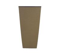 Tecnokit Plana vaso alto da esterno Aurora, vasi per piante da esterno, fioriera in polipropilene con sottovaso estraibile, effetto ondulato, dimensioni cm 35x35x68 h (Polipropilene e legno, Woody)