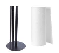 Tecnokit porta rotolo da cucina da tavolo in acciaio con rotolo omaggio, porta scottex per rotoli carta asciugatutto, dimensioni Ø 15x25 h Made in Italy (CON LAMA + ROTOLO, NERO)