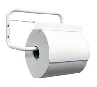 Tecnokit Portarotolo industriale a muro per rotoloni asciugatutto, acciaio verniciato bianco con kit montaggio incluso, porta bobina 29 cm, robusto e facile da installare