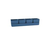 Tecnokit Tera vaso elegante di design Sierra, composto da 4 vasi quadrati e un sottovaso, dimensioni cm 38x10x10 h, fioriera per piantine e piante grasse reistente ai raggi UV (CM 38, Denim (blue))