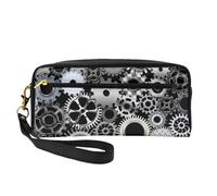Tecnologia di rendering dei metalli per ingranaggi Arte digitale, Borsa per il trucco Borsa per cosmetici Borsa da viaggio portatile da toilette Astuccio in pelle per donne e ragazze