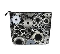 Tecnologia di rendering di ingranaggi metallici Arte digitale, Borsa per cosmetici in lino sintetico Borsa per trucco Borsa da viaggio portatile