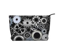 Tecnologia di rendering di ingranaggi metallici Arte digitale, Borsa per cosmetici in velluto a coste Borsa per il trucco Borsa da viaggio portatile