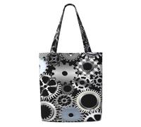 Tecnologia di rendering di ingranaggi metallici Arte digitale,Borse della spesa riutilizzabili, borse per la spesa, borsa a tracolla in tela di grande capacità