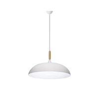 TECNOLUX EURO-Lampada a sospensione illuminazione moderna Nordic Rosca E27 per la sala studio del ristorante Camera da letto Loft Hall 45 cm di diametro di colore bianco con dettagli in legno
