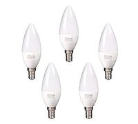 TECNOLUX EURO Lampadina LED E14 a candela, 8 W, C38, bianco freddo, 6400 K, 640 lm, 5 pezzi