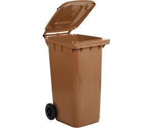 Tecnomat BIDONE CARRELLATO MOBILPLASTIC 240 l MARRONE CON COPERCHIO