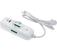 FANTON 474124 Multipresa TRIAX 2 prese USB A e C, 1 presa bipasso-shuko, 2 prese bipasso, cavo 1,5m, spina a squadra 10A + interruttore di sicurezza, colore bianco