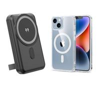 TecnoOdino Powerbank Magnetico USB-C 10000 Mah + COVER traspatente in silicone per Galaxy S21 S22 S23, Zflip 3 4, Zfold 3 4 (Nero, Galaxy S24)