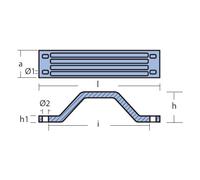 Tecnoseal 01112 Anodo Barra per supporto motore Yamaha 115-350 HP in zinco