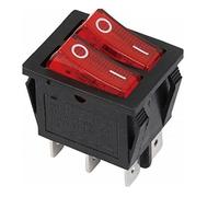 TecnoStore® INTERRUTTORE LUMINOSO DOPPIO 6 CONTATTI A BILANCIERE 250V 15A ON/OFF ROSSO tasto