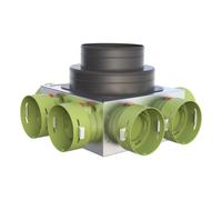 Tecnosystemi Plenum di distribuzione per sistemi VMC 90° canalizzati uscite da diametro 75 e 90 completi di serranda di taratura