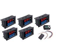 TECNOULAB 5pcs Voltmetro amperometro DC Blu 100V 10A + Voltmetro digitale LED rosso doppio calibro amplificatore