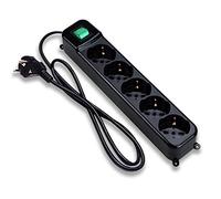 Tecnoware Multipresa - Ciabatta Elettrica con 5 Uscite SCHUKO/ITALIA 10/16A Inclinate a 45°- Interruttore Luminoso e Child Protection - Spina Ingresso SCHUKO