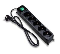 Multipresa tecnoware filtrata 5 posti inclinati 45Â° tipo schuko/italia 10/16a, + interruttore nera fmp5gig