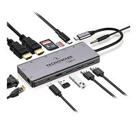 Tecnoware Power Systems - Hub USB Type-C 13 in 1, Compatibile con MacBook, Notebook, iPad, Windows, Huawei, HDMI 4K, Ethernet, USB 2.0 e 3.0, Card Slot SDXC, Micro SD, Jack Audio, Grigio, Alluminio